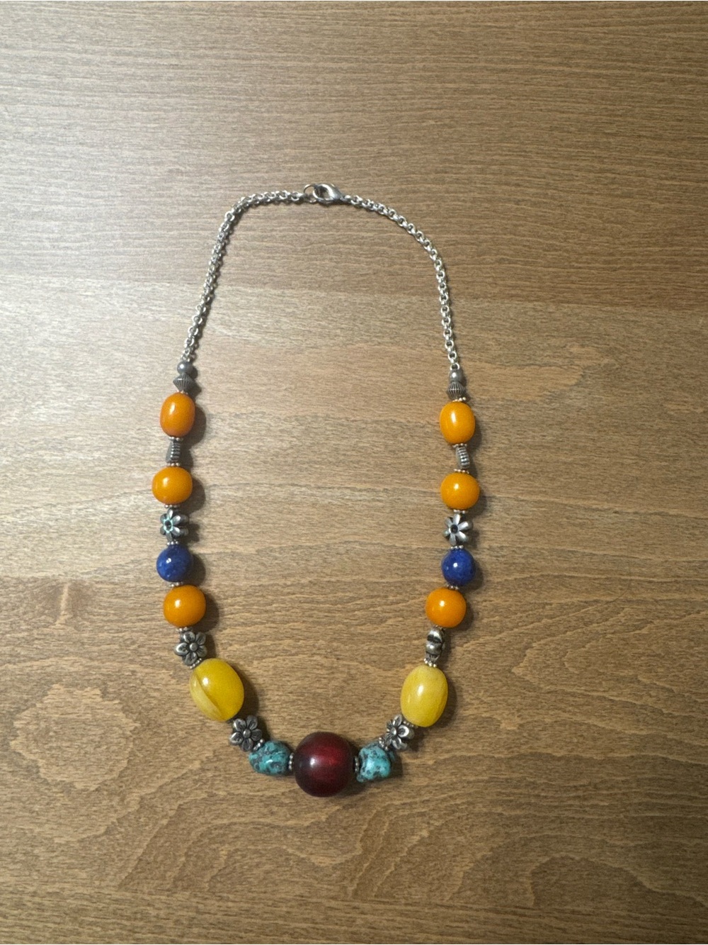 Multicolor Bead and Silver Accent Necklace - Women